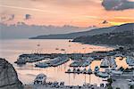 Tropea, Province of Vibo Valentia, Calabria, Italy. The harbor of Tropea at dawn.