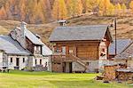 Little houses in Crampiolo, Alpe Devero, Alpe Veglia and Alpe Devero Natural Park, Baceno, Verbano Cusio Ossola province, Piedmont, Italy