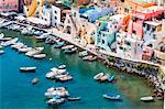 Italy, Campania, Province of Naples, Procida. Tilt-Shift Effect at Corricella.