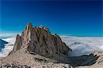 Corno Piccolo of Gran Sasso into the clouds, Campo Imperatore, L'Aquila province, Abruzzo, Italy, Europe