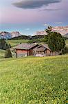 Alpe di Siusi/Seiser Alm, Dolomites, South Tyrol, Italy. Dusk on the Alpe di Siusi