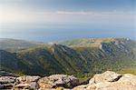 View of the sea on the way to Monte Capanne, Elba Island, Livorno Province, Tuscany, Italy, Europe