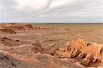 Flaming cliffs, Bajanzag, South Gobi province, Mongolia, Central Asia, Asia