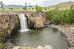 Red waterfall, Orkhon valley, South Hangay province, Mongolia, Central Asia, Asia