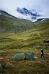 Men camping by Jotunheimen range