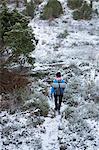 Woman hiking during winter