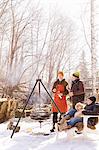 People having barbecue