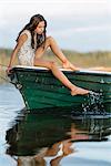 Portrait of girl sitting on boat