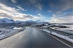 A snowy rural road in Norway