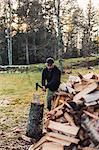 A man splitting fire wood