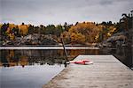 Wharf on lake in Sodermanland, Sweden