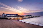 The pier at Hastings at sunrise, Hastings, East Sussex, England, United Kingdom, Europe