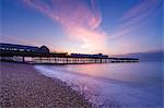 The pier at Hastings at dawn, Hastings, East Sussex, England, United Kingdom, Europe