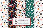 Collection of colorful seamless patterns - memphis design. Fashion 80-90s. Abstract trendy vector backgrounds.