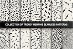 Collection of memphis seamless patterns. Fashion 80-90s. You can find seamless backgrounds in swatches panel.