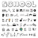 School and educational icons on gray background