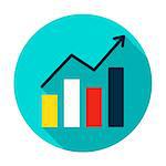 Growth Statistics Circle Icon. Vector Illustration Flat Style with Long Shadow.