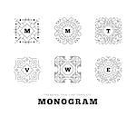 Monogram series with letters on white background. Vector illustration