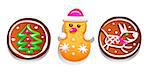 Set of cute gingerbread cookies for Christmas. Isolated on white background. Vector illustration