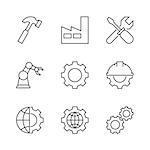 Manufacturing outline icons on white