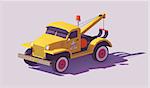 Vector low poly detailed classic yellow tow truck