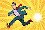 businessman running, business concept. Pop art retro comic book vector illustration