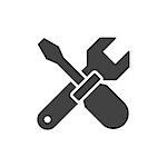 Wrench crosses screwdriver black icon on white