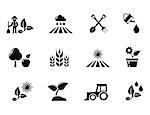 isolated agriculture and horticulture or gardening concept black icons set