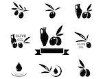 isolated black concept olive product symbol set