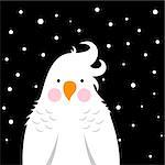 Funny, cute winter cartoon parrot Vector eps 10