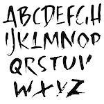 Handdrawn dry brush font. Modern brush lettering. Grunge style alphabet. Vector illustration