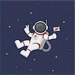 Funny cartoon astronaut in space