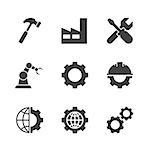 Manufacturing black icons on white