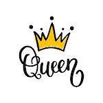 Queen crown vector calligraphy design funny poster