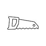 Hand saw outline icon on white