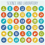 Trendy flat design Science and Laboratory icons collection
