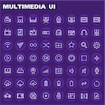 Trendy flat design big Multimedia icons set