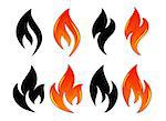 4 fire icon with black and color design element on white background
