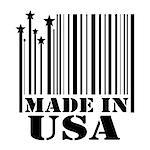 Stamp Made in USA in the form of a barcode. Vector illustration to refer to goods and products from the United States.