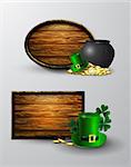 St. Patrick s Day symbol empty wooden board set for your design Vector illustration