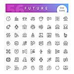 Set of 56 technology of future line icons suitable for web, infographics and apps. Isolated on white background. Clipping paths included.