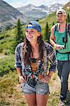 Couple hiking in Rocky mountains, Breckenridge, Colorado, USA