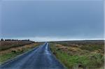 Stark landscape with a dark sky on the road to Conor Pass at Dingle Bay, Ireland