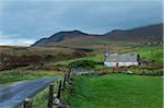 Typical cottage along the road in the Irish countryside on a foggy day in the Wicklow Mountians in Leinster Province, Ireland