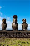 Ahu Tongariki, three moai statues on Easter Island