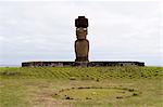 Ahu Ko Te Riku moai statue on Easter Island coast