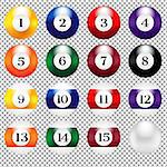 Billiard Balls Gradient Mesh, Vector Illustration