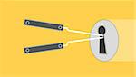 lock pick illustration with lock picked yellow background with flat style vector graphic