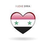 Love Syria symbol. Flag Heart Glossy icon on a white background isolated vector illustration eps10