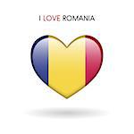 Love Romania symbol. Flag Heart Glossy icon on a white background isolated vector illustration eps10